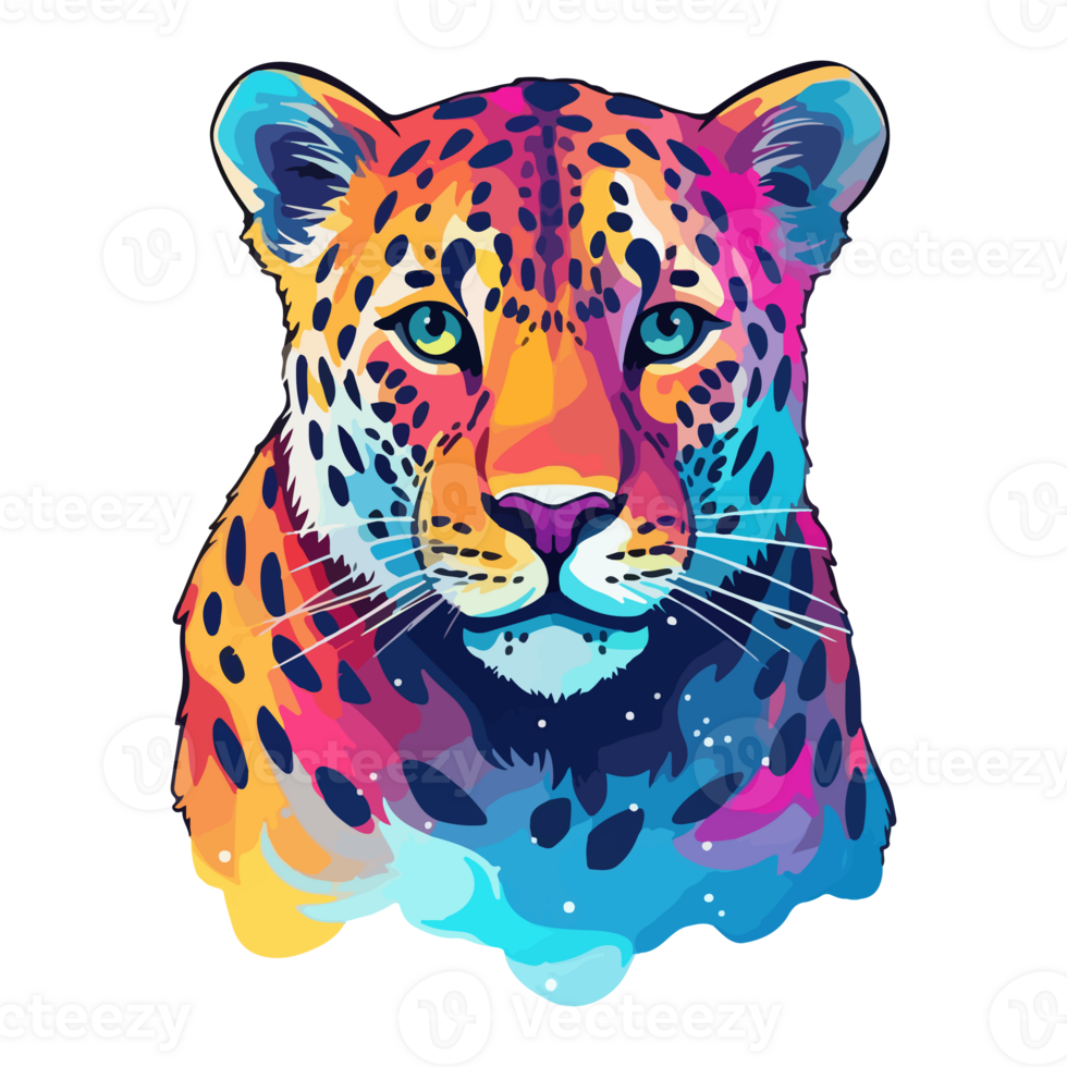 Colorful Leopard modern pop art style, Leopard illustration, simple creative design, . png