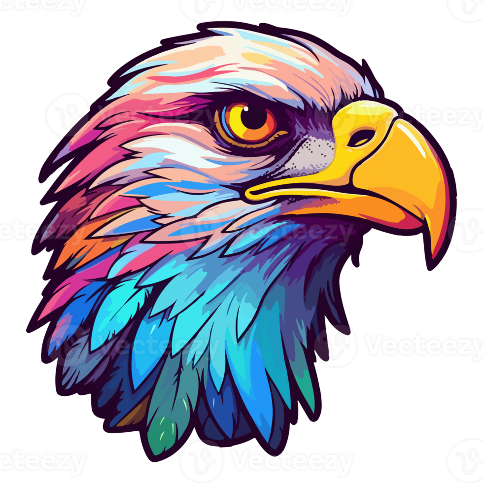 Colorful eagle Head Logo pop art style, eagle face Sticker, pastel cute colors, . png