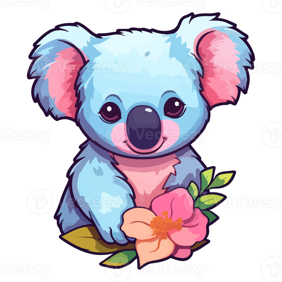 Koala modern pop art style, Colorful Koala illustration, Koala pastel sticker cute colors, . png