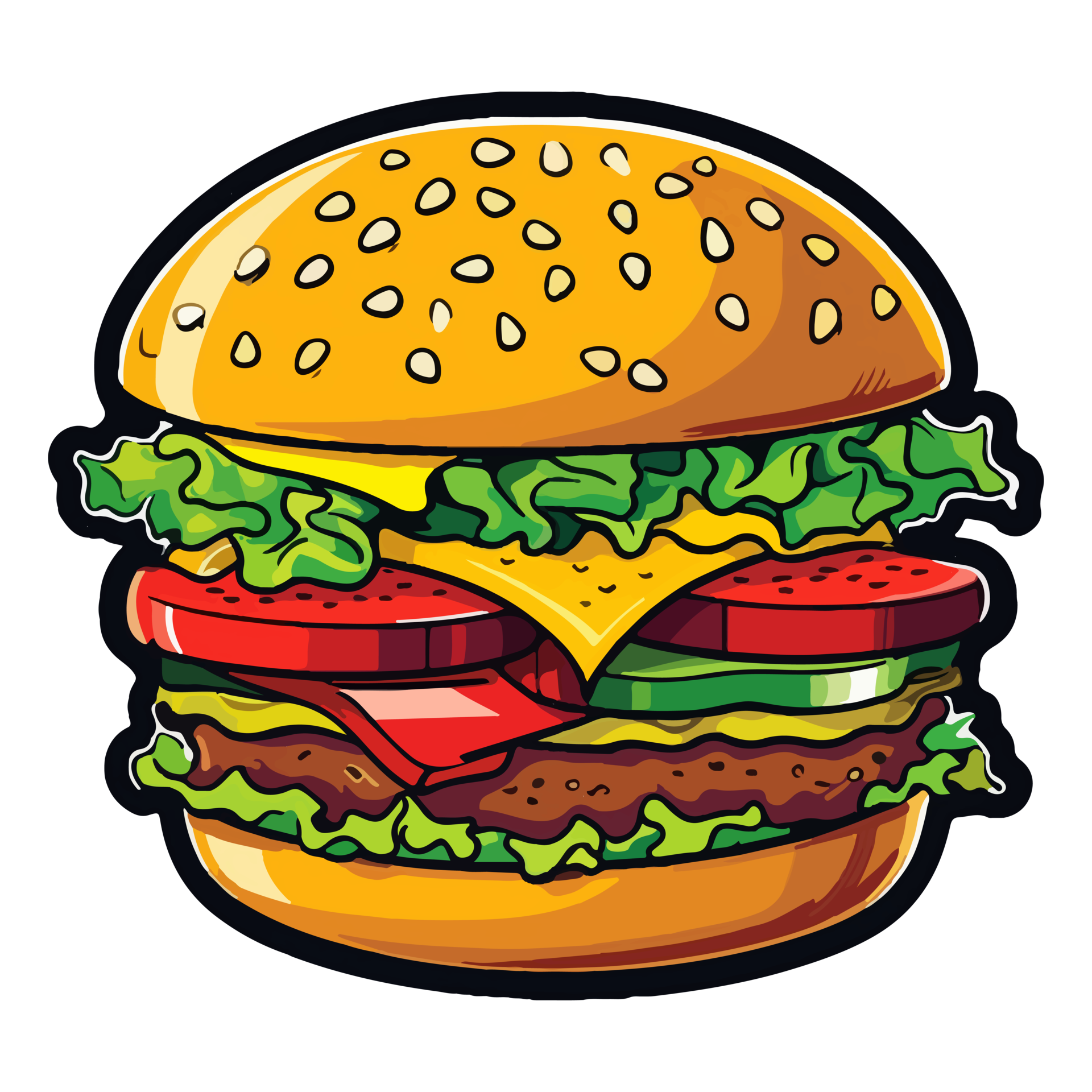 Colorful Burger pop art style, Burger Sticker, pastel cute colors, AI  generated. 24553900 PNG
