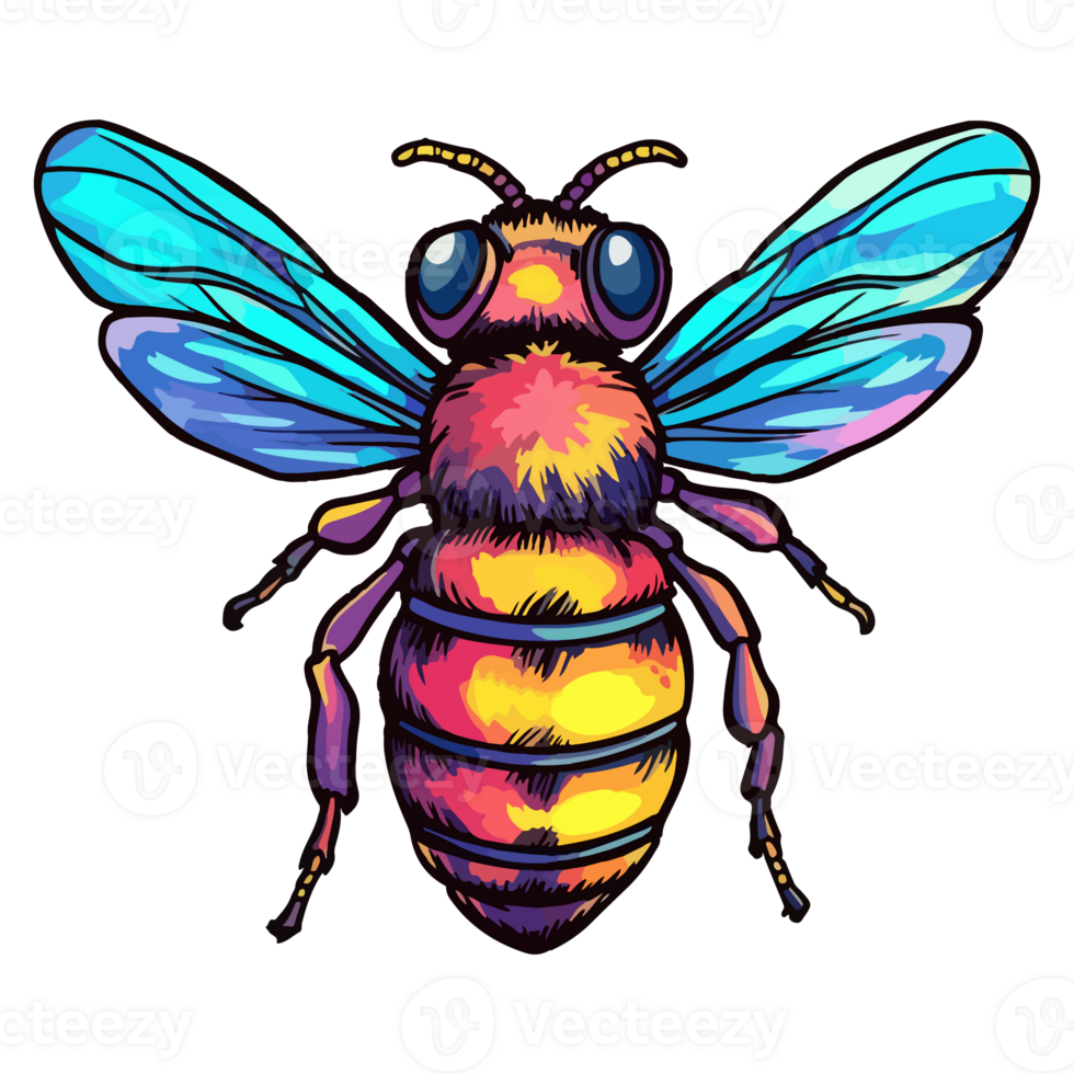 Bee modern pop art style, Colorful Bee illustration, pastel cute colors, . png
