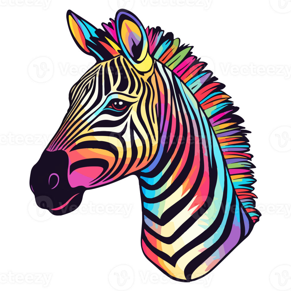 Zebra modern pop art style, Colorful Zebra illustration, pastel sticker cute colors, . png