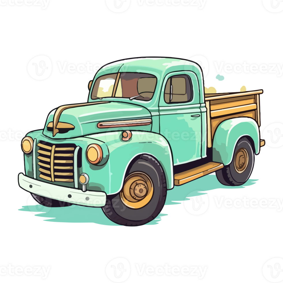 Colorful Old Farm Truck pop art style, Old Farm Truck Sticker, pastel cute colors, retro truck, . png