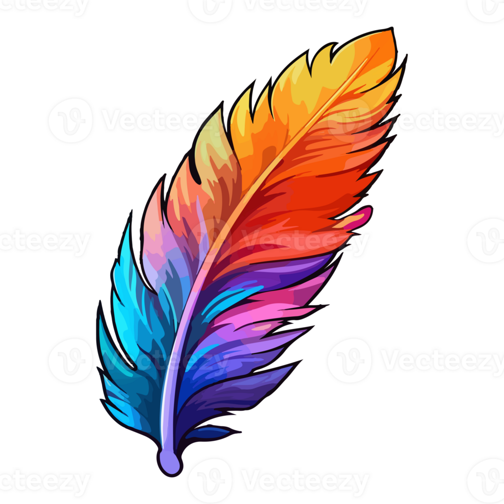 kleurrijk vogel veer logo, veer sticker, pastel schattig kleuren, generatief ai. png