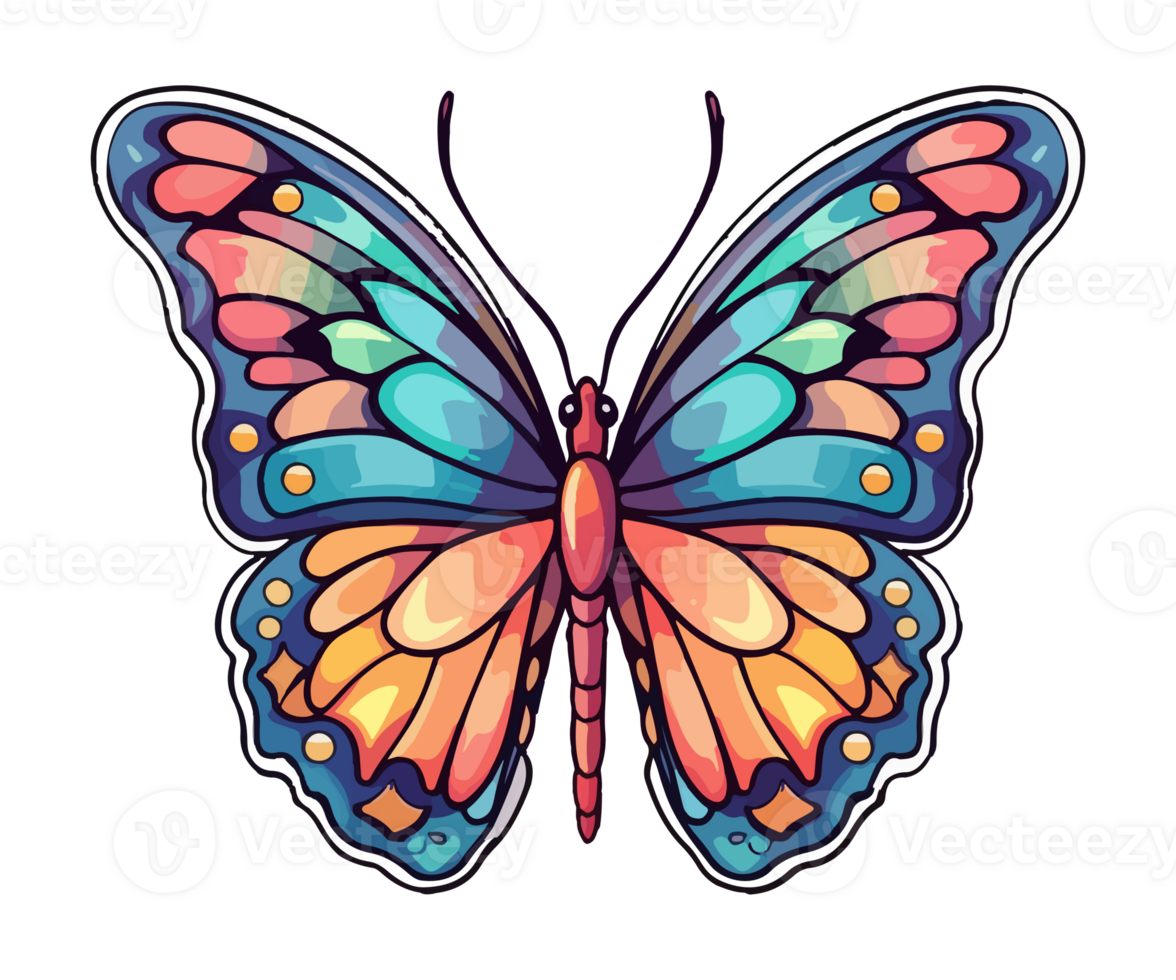 Colorful butterfly Logo, butterfly Sticker, Pastel cute colors, . png