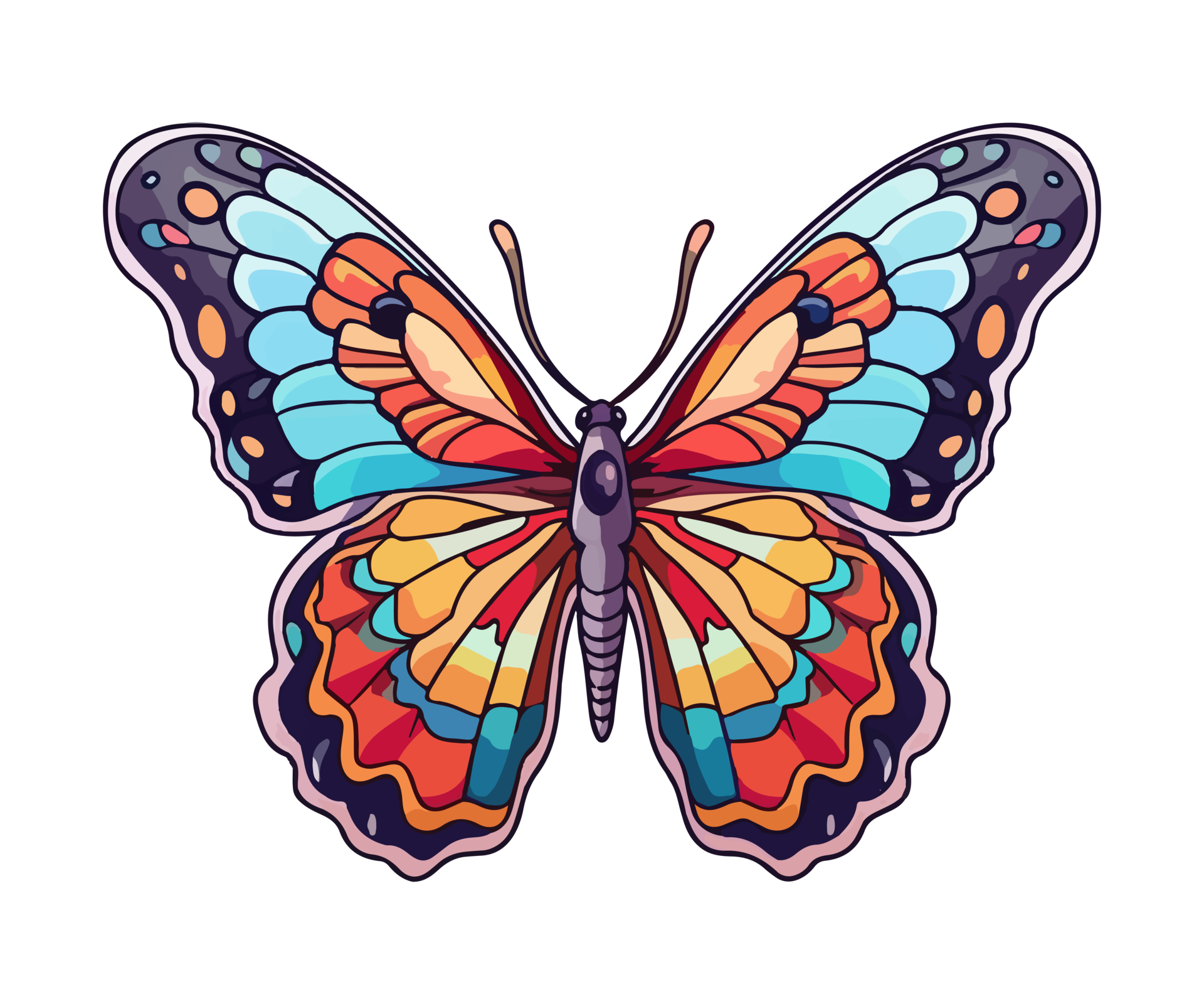 Colorful butterfly Logo, butterfly Sticker, Pastel cute colors, AI  generated. 24553505 PNG