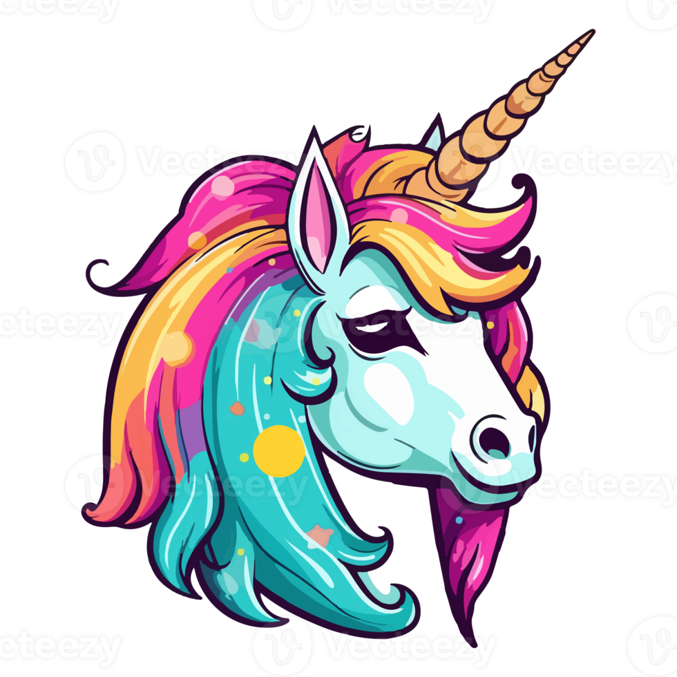 unicorn modern pop art style, Colorful unicorn illustration, pastel sticker cute colors, . png
