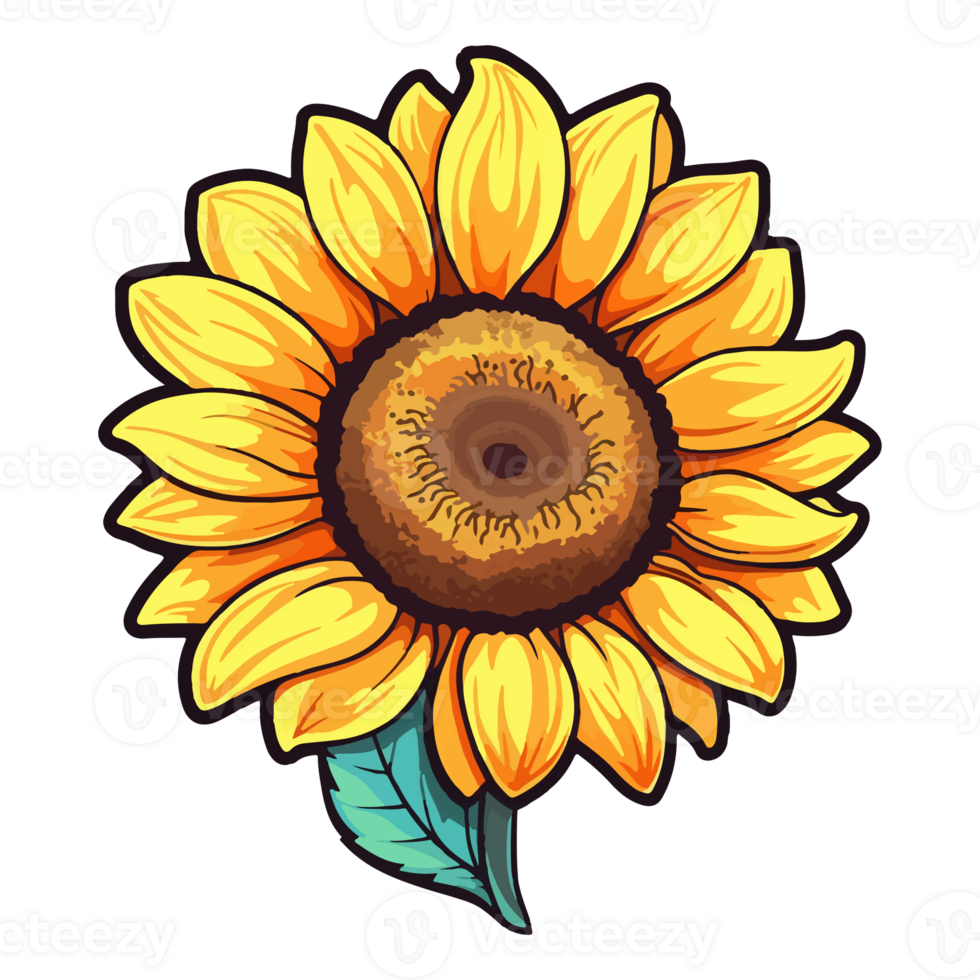 Sunflower modern pop art style, Sunflower illustration, simple creative design, . png