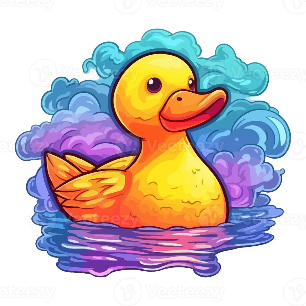 Colorful Rubber duck modern pop art style, colorful Rubber duck illustration, simple creative design. . png