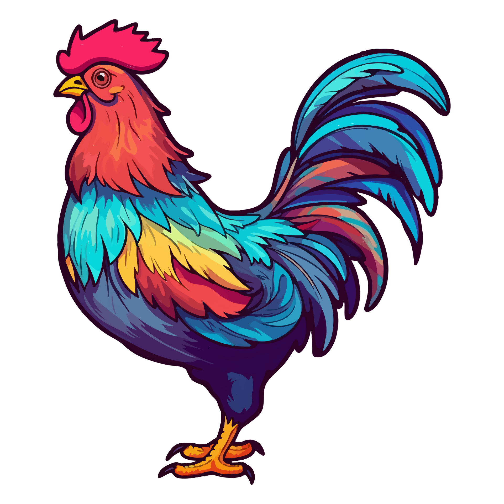 Cute Colorful Rooster Clipart Sublimatio Graphic by AI graphic hub ·  Creative Fabrica