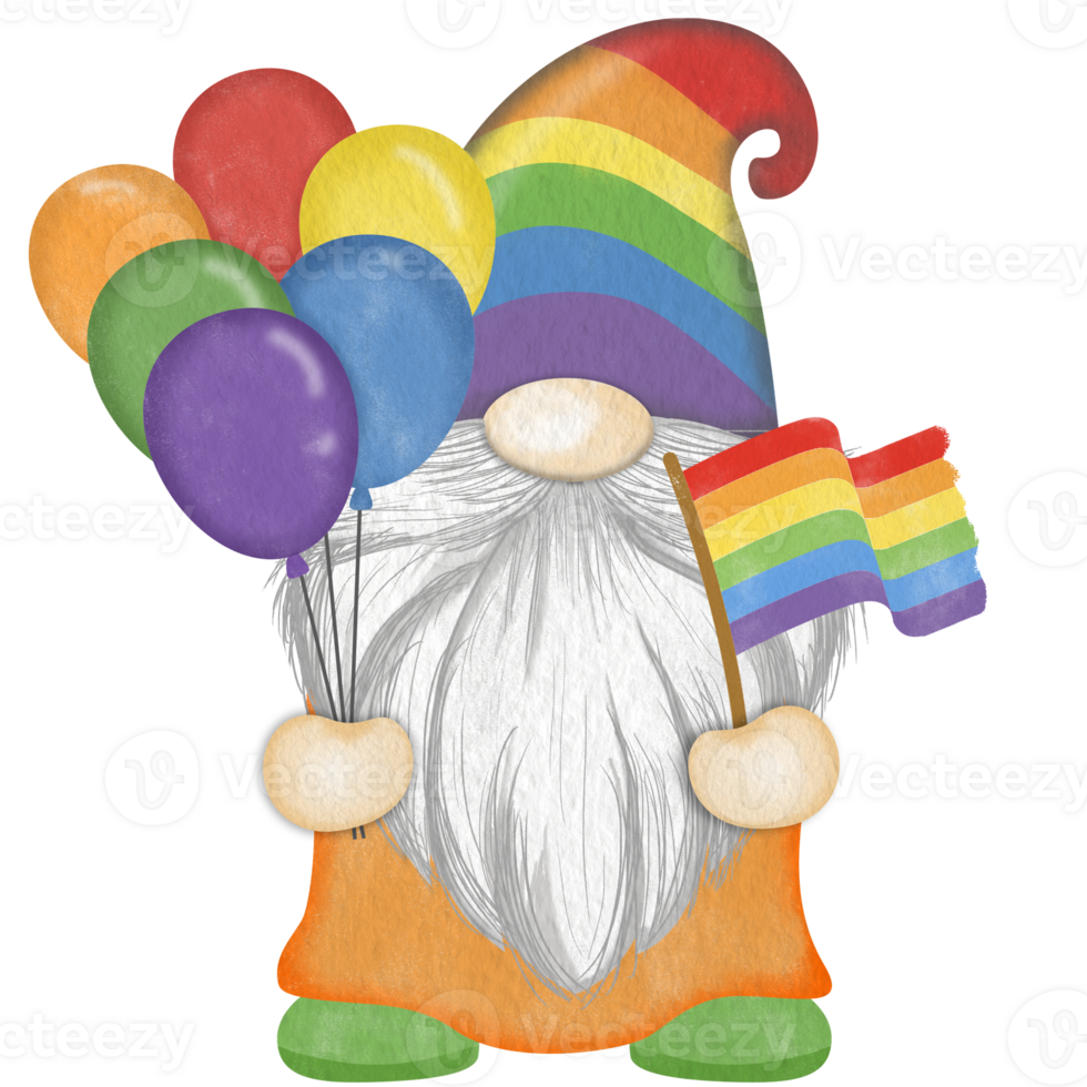 Gnome Watercolor pride month Clipart, Gnome pride, Cute gnome png