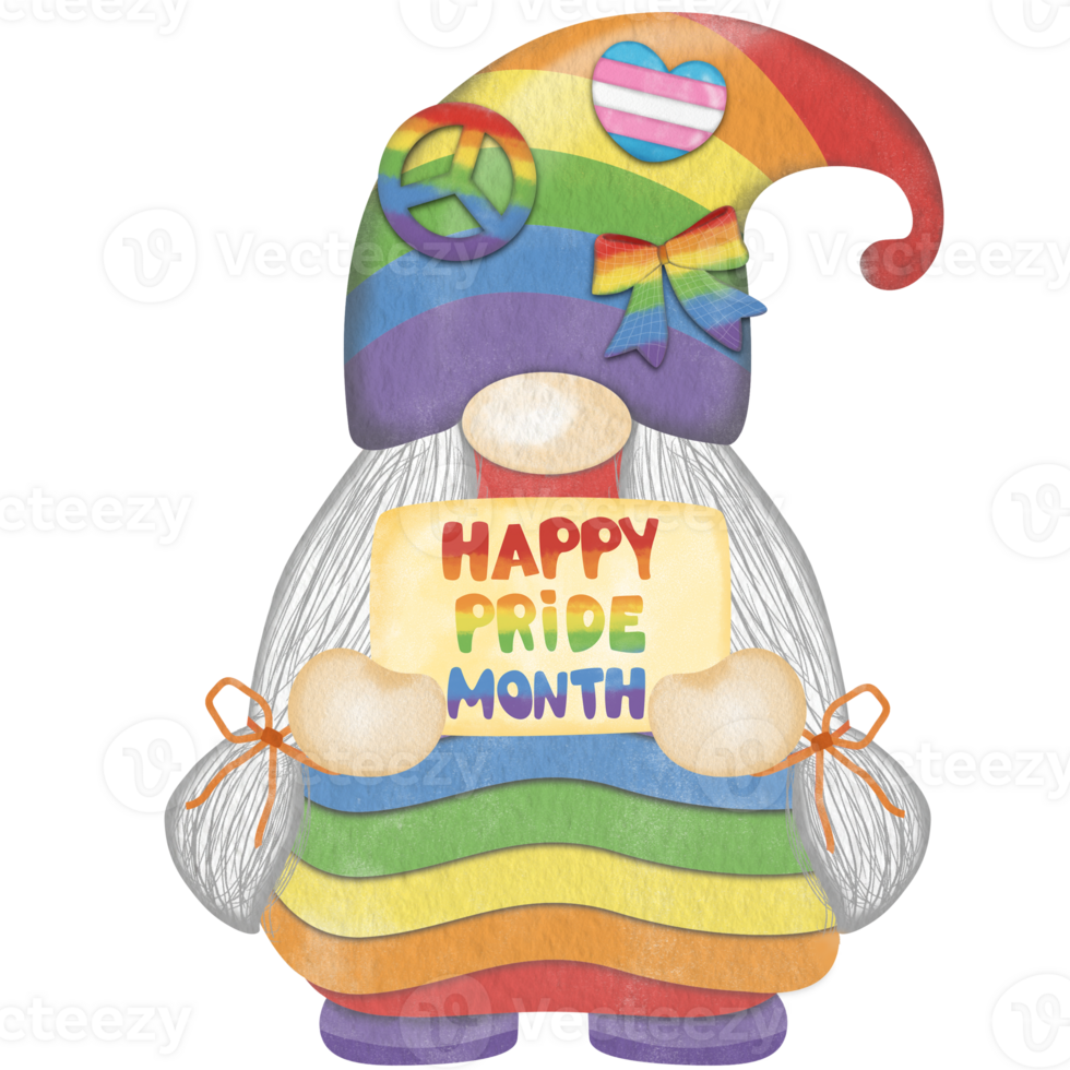 Gnome Watercolor pride month Clipart, Gnome pride, Cute gnome png