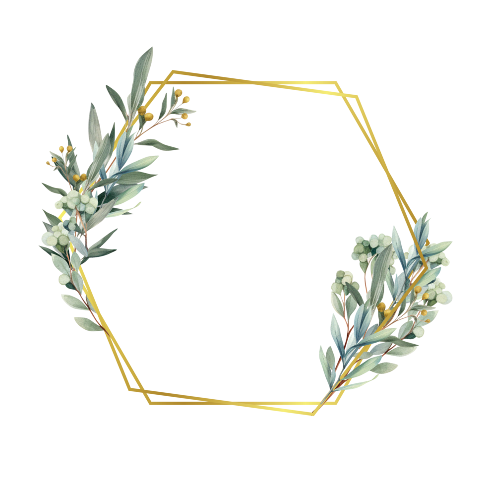 Gold Geometric Floral greenery leaves Frames png
