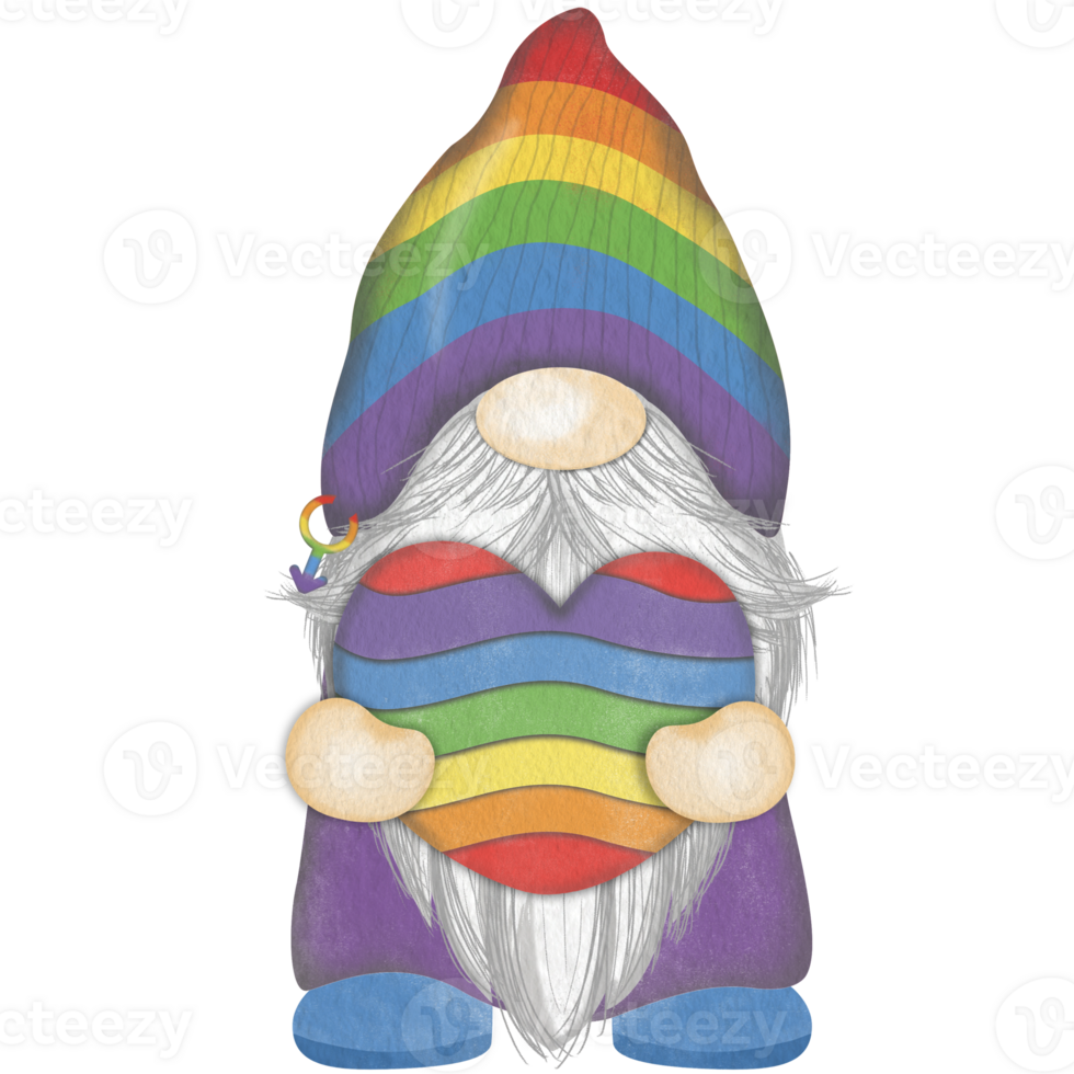 Gnome Watercolor pride month Clipart, Gnome pride, Cute gnome png