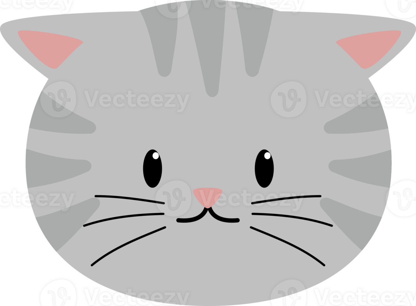 cat head cute gray png