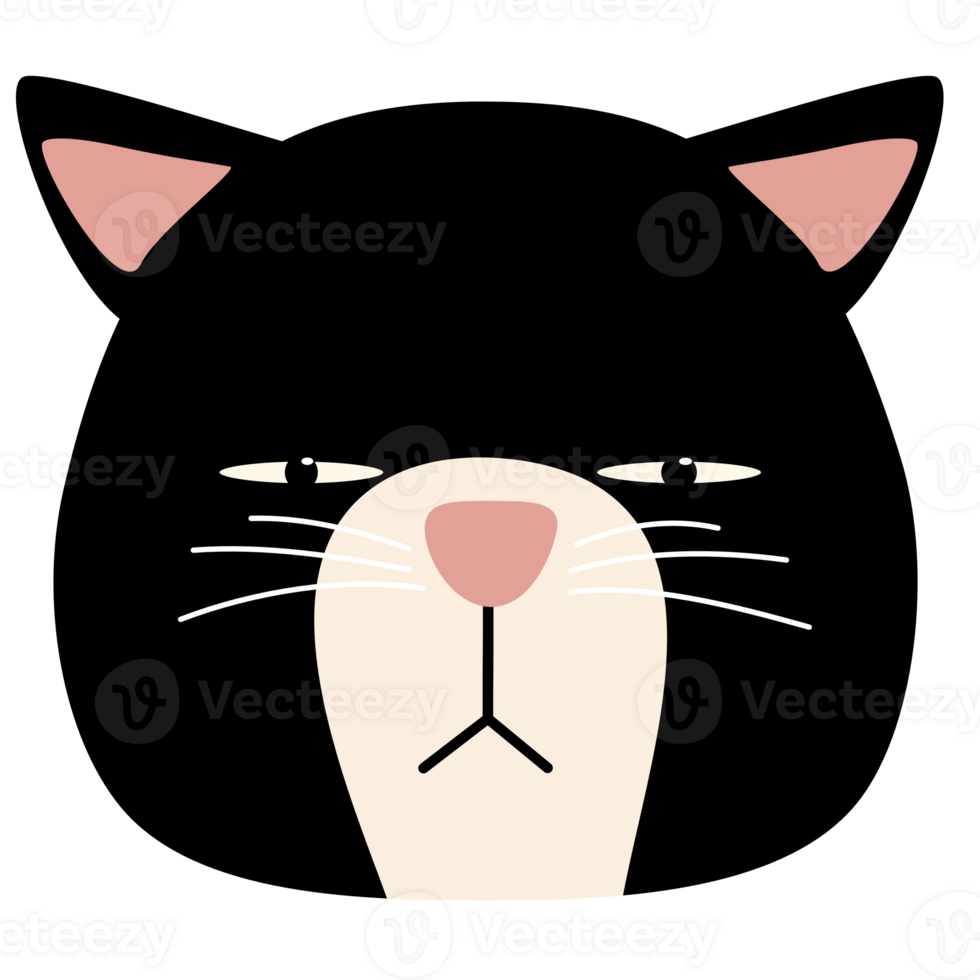 funny face cat head arrogant black png