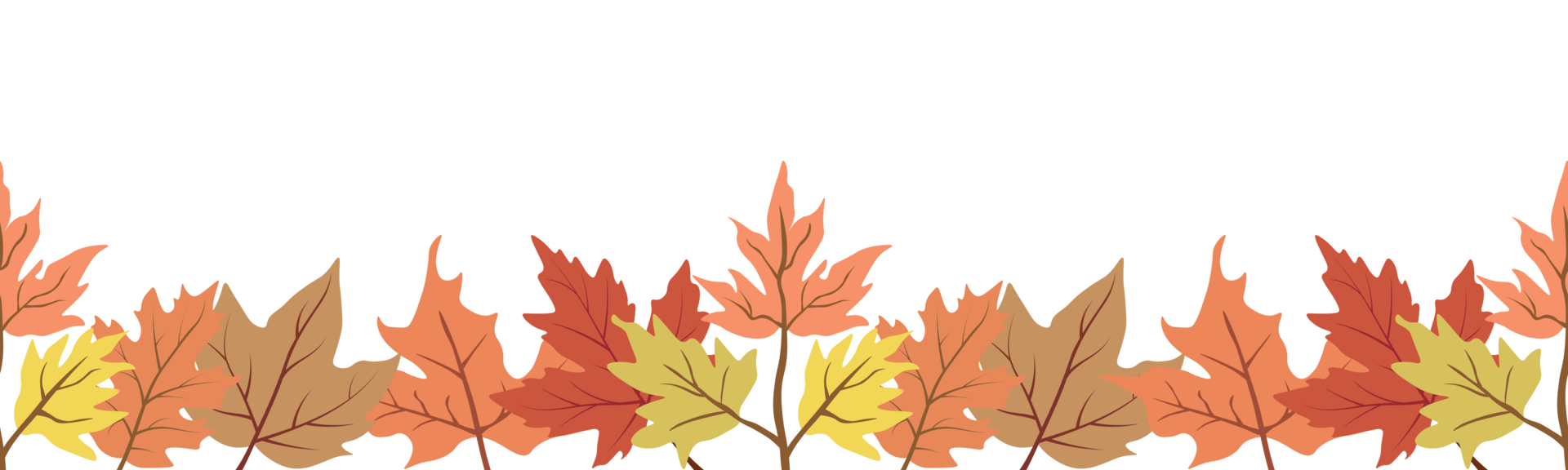 Autumn leaves seamless border illustration. Repeating ornament. png