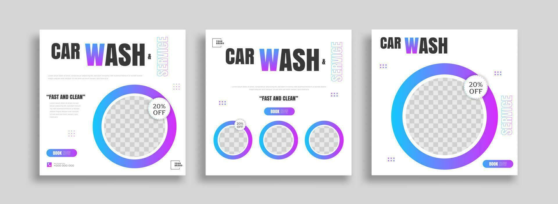 coche lavar social medios de comunicación enviar modelo antecedentes. cuadrado bandera promoción ilustración vector