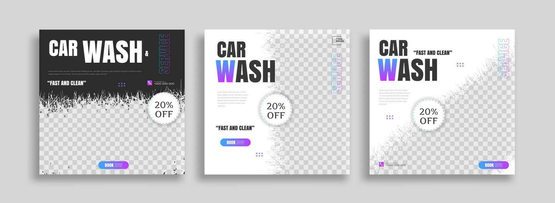 car wash service social media banner post template background for promotions vector