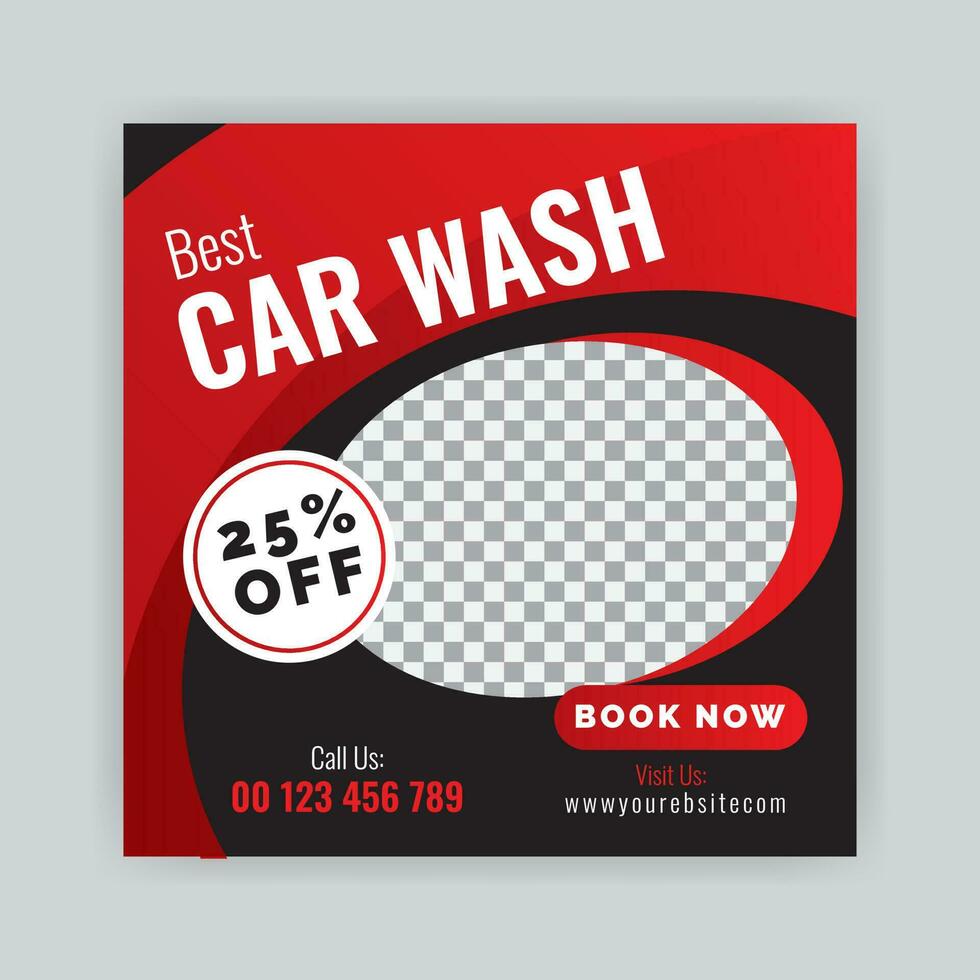 Car washing service social media post design, Web internet ads template. vector