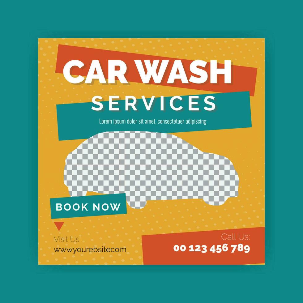 Car washing service social media post design, Web internet ads template. vector
