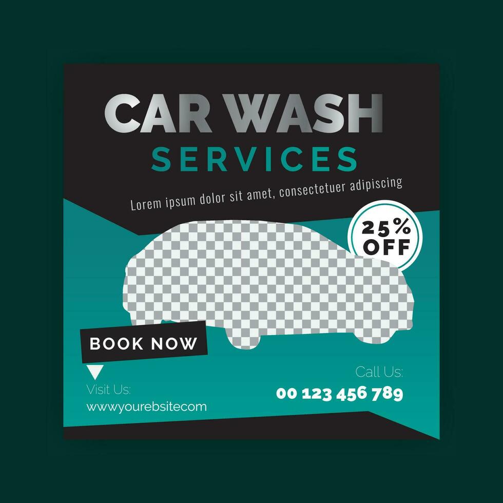 Car washing service social media post design, Web internet ads template. vector