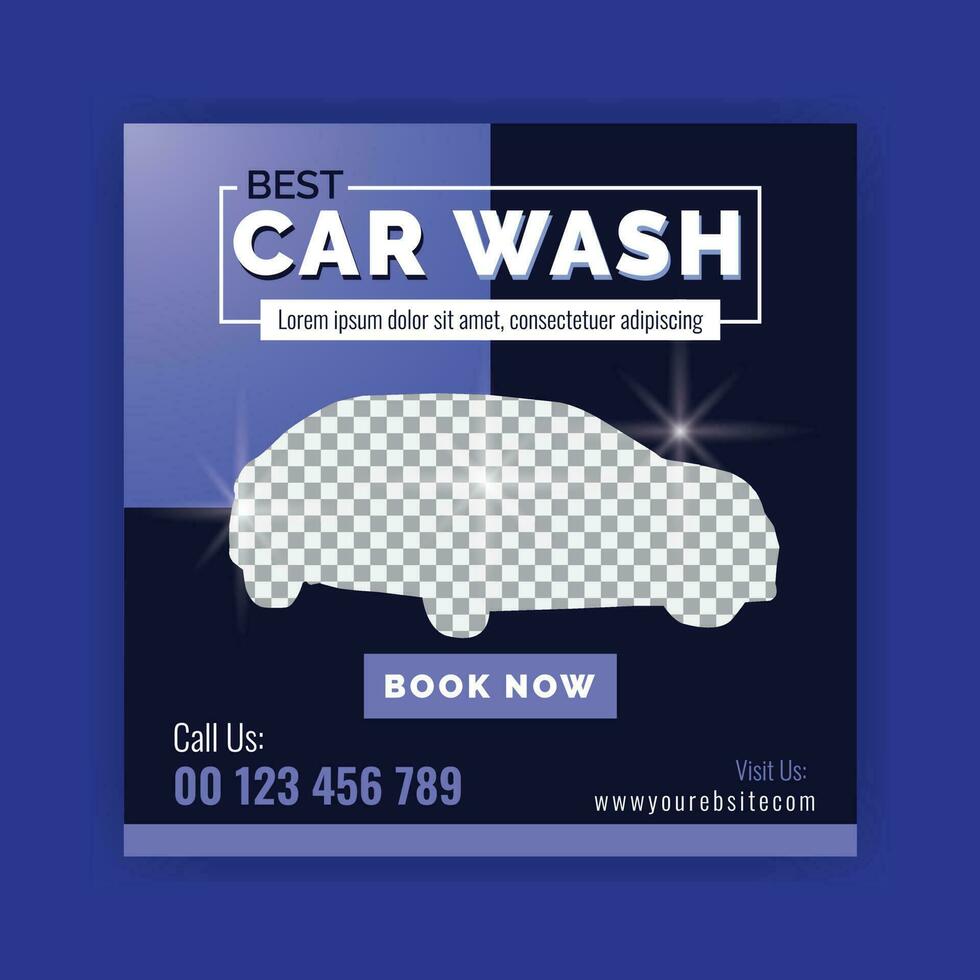 Car washing service social media post design, Web internet ads template. vector