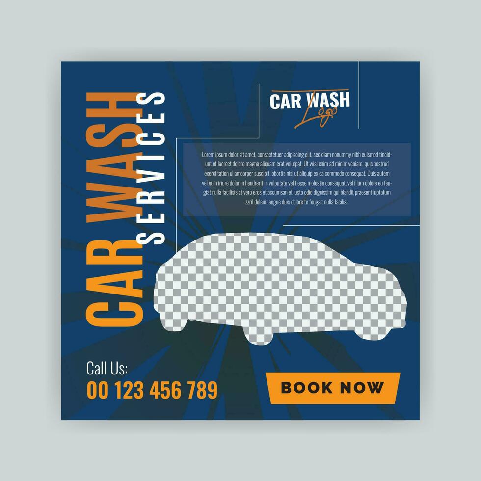 Car washing service social media post design, Web internet ads template. vector