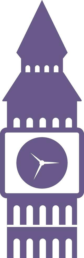 Violet And White Big Ben Icon In Flat Style. vector