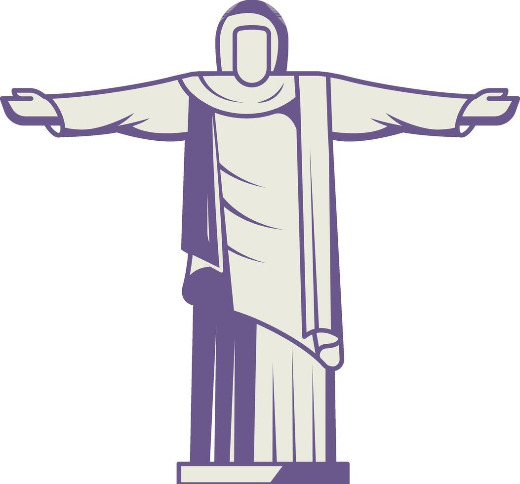 Flat Christ the Redeemer Icon In Violet And Grey Color. vector