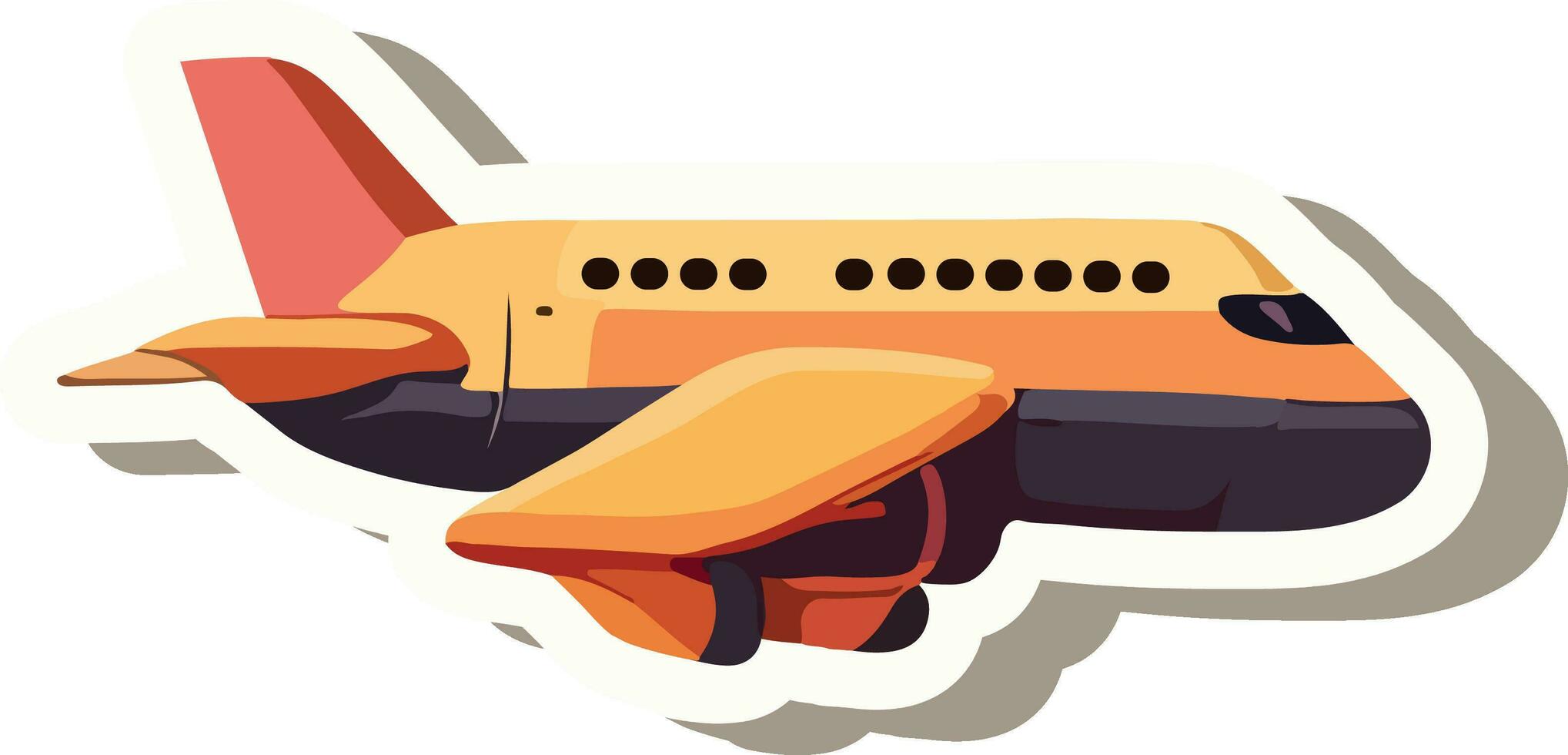 Sticker Style Airplane Icon In Orange And Purple Color. vector
