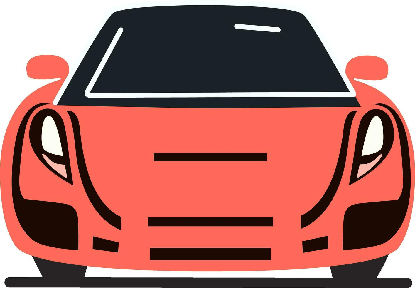 frente ver de plano coche icono en pastel rojo color. vector