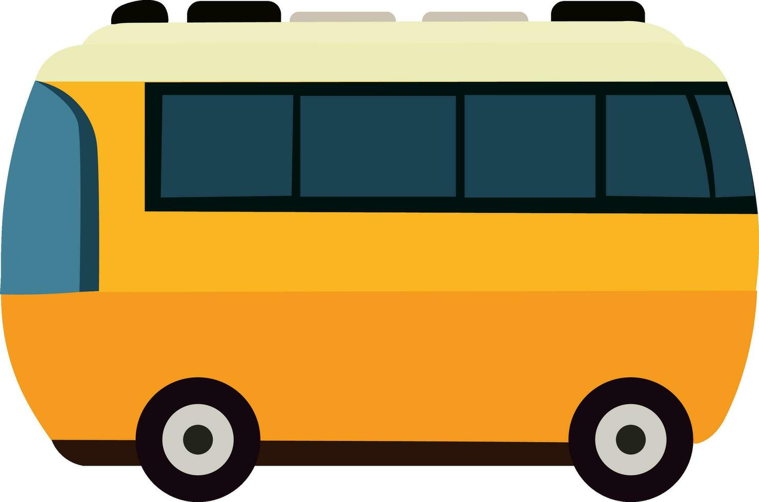 Isolated Mini Bus Icon In Yellow Color. vector