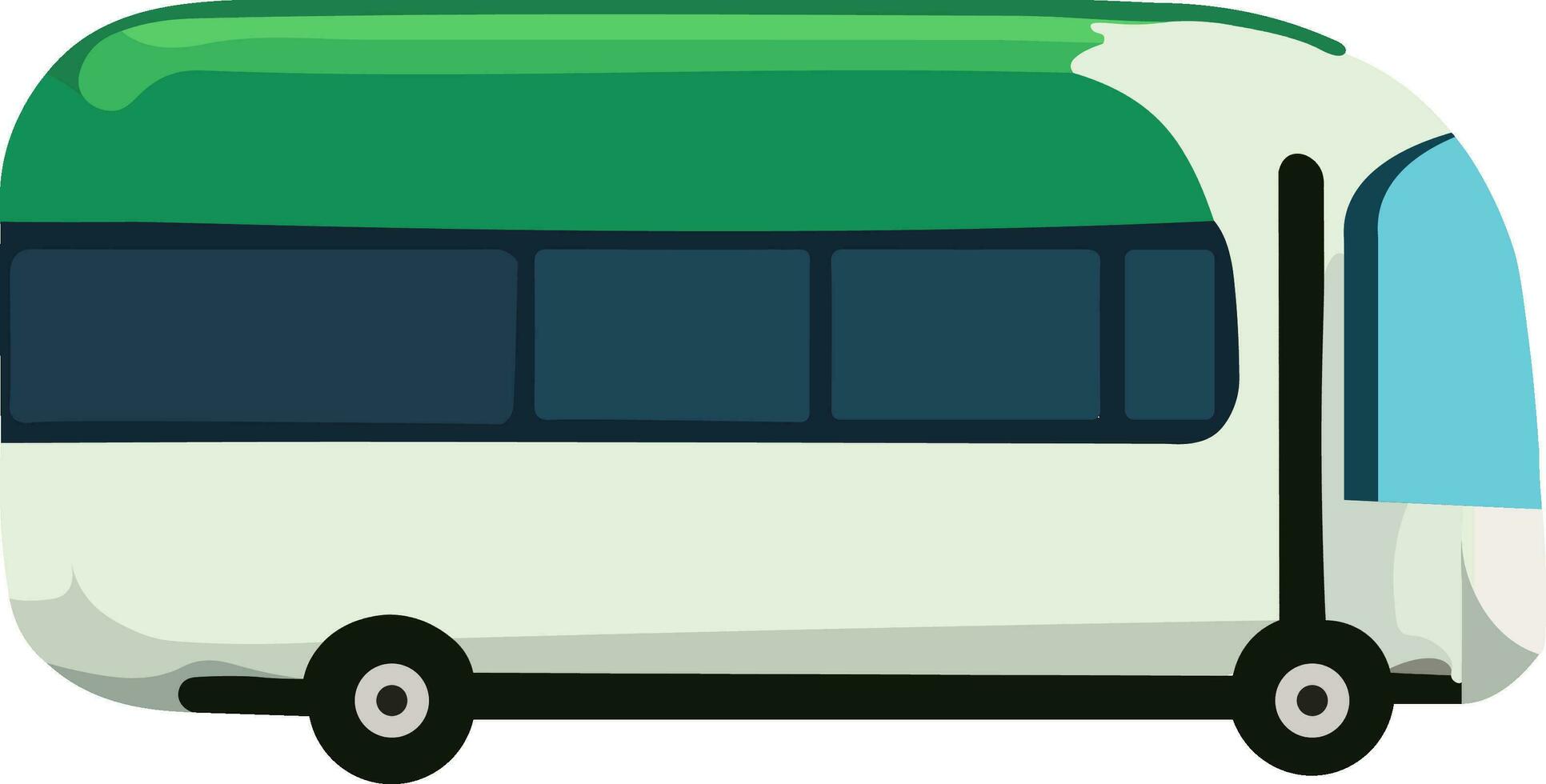 Green And Grey Bus Icon In Flat Style. vector