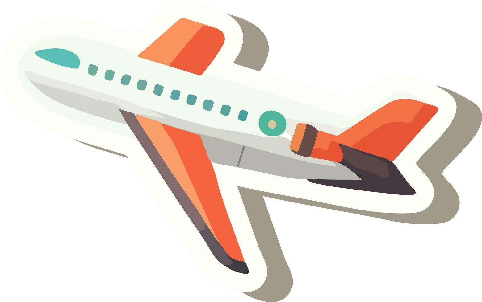 pegatina estilo avión icono en naranja y gris color. vector