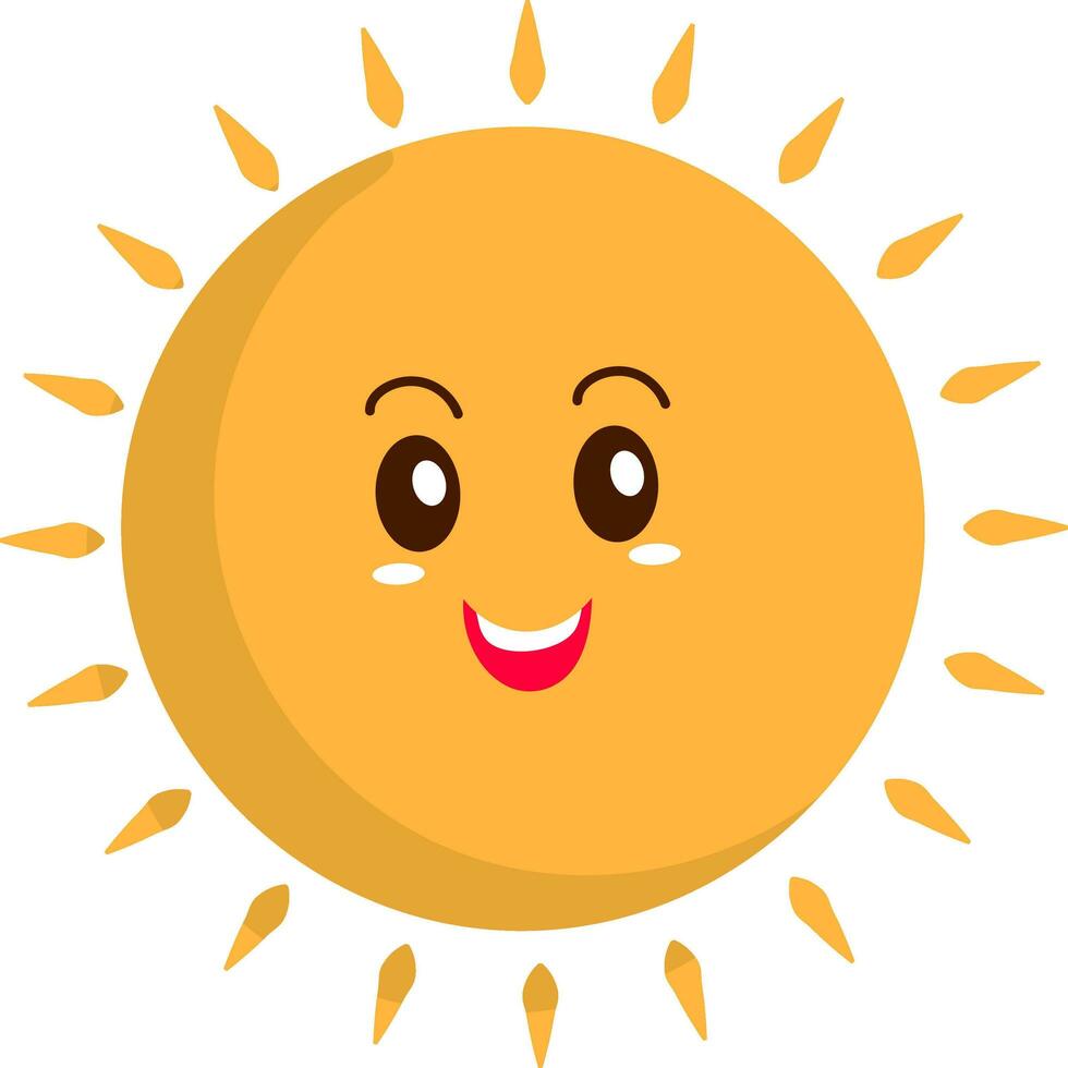 Laughing Sun Cartoon Character Over White Background. vector