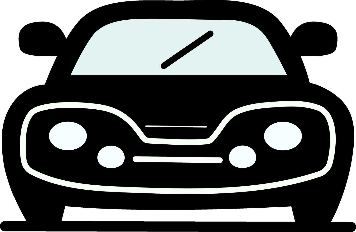 Front View of Car Icon In Black Color. vector