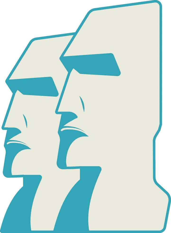 Grey And Teal Illustration of Moai Flat Icon. vector