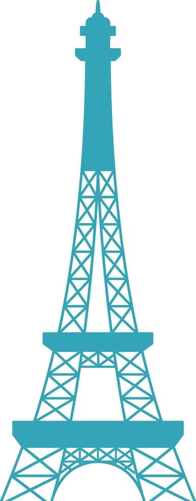 plano ilustración de eiffel torre icono en verde azulado y blanco color. vector