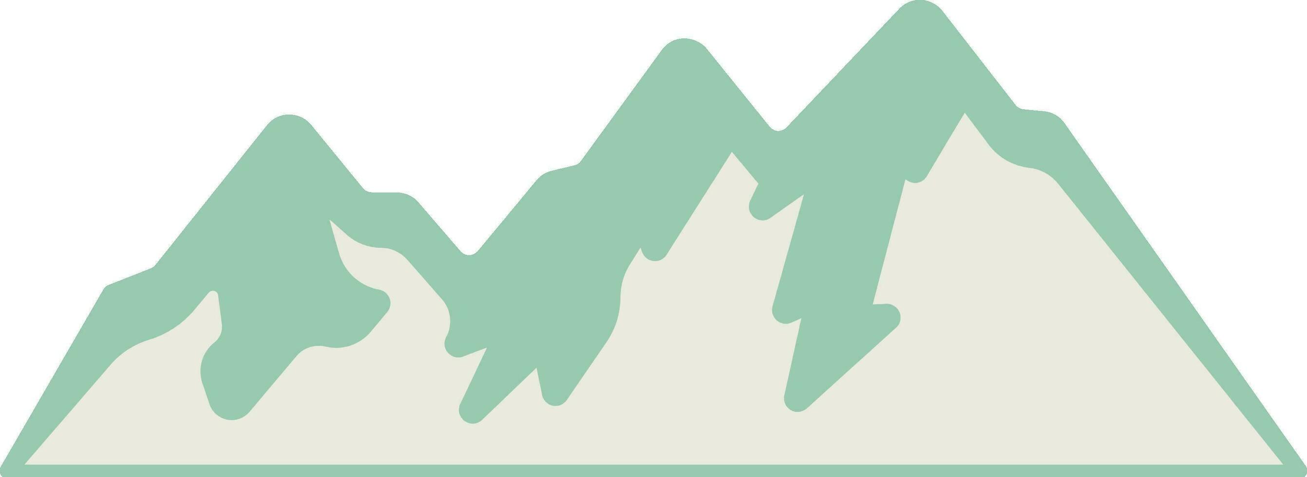 Flat Mountain Or Hills Place Icon In Pastel Green And Beige Color. vector