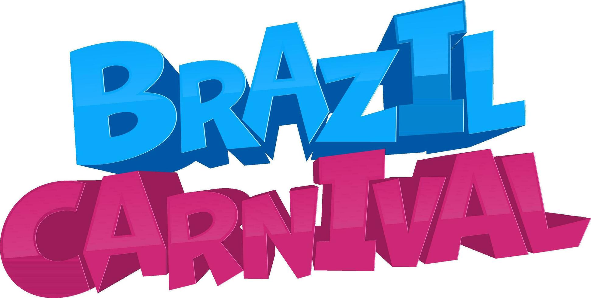 3D Text of Brazil Carnival In Blue And Pink Color. vector