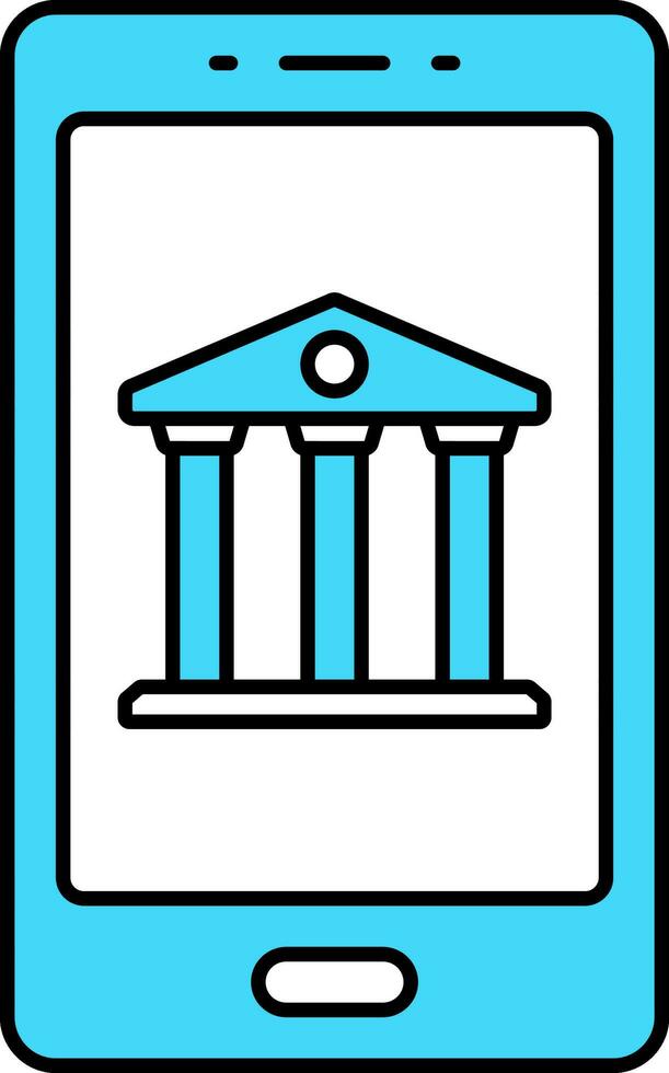 Online Banking Icon In Turquoise And White Color. vector