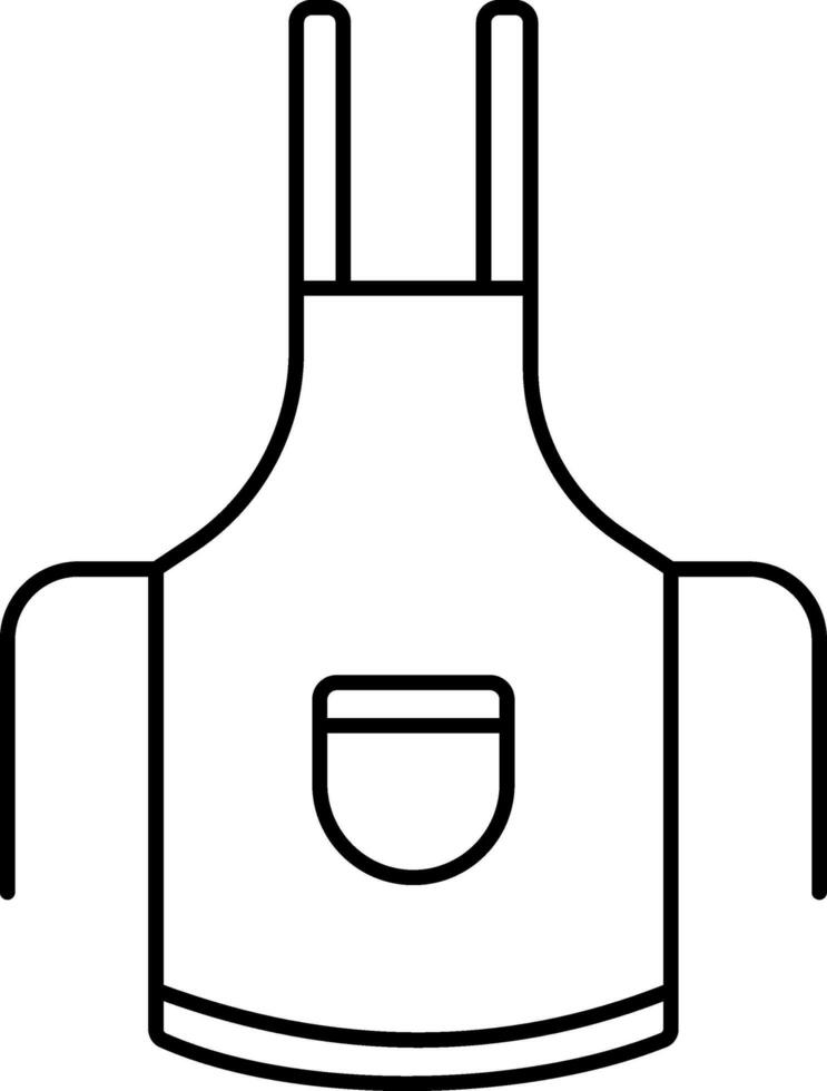Isolated Apron Icon In Black Outline Style. vector