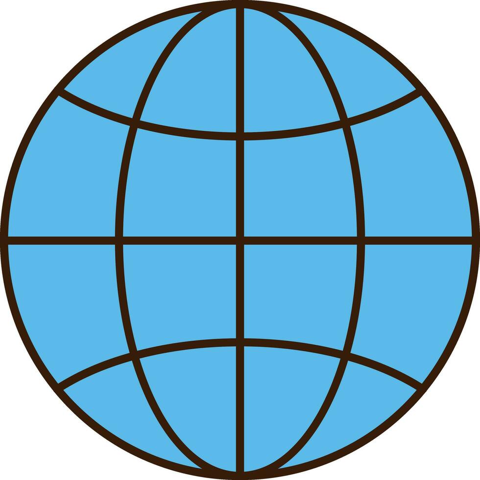 Blue Globe Icon In Flat Style. vector