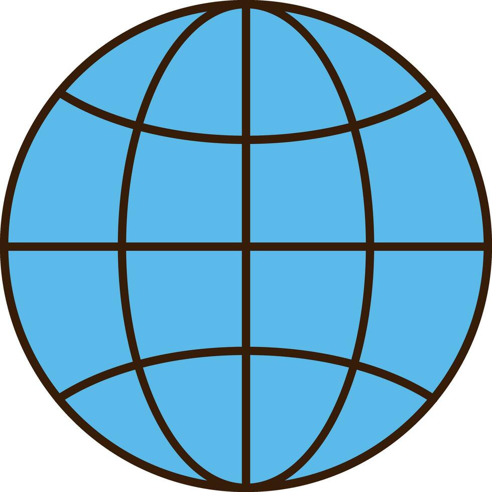 Blue Globe Icon In Flat Style. vector