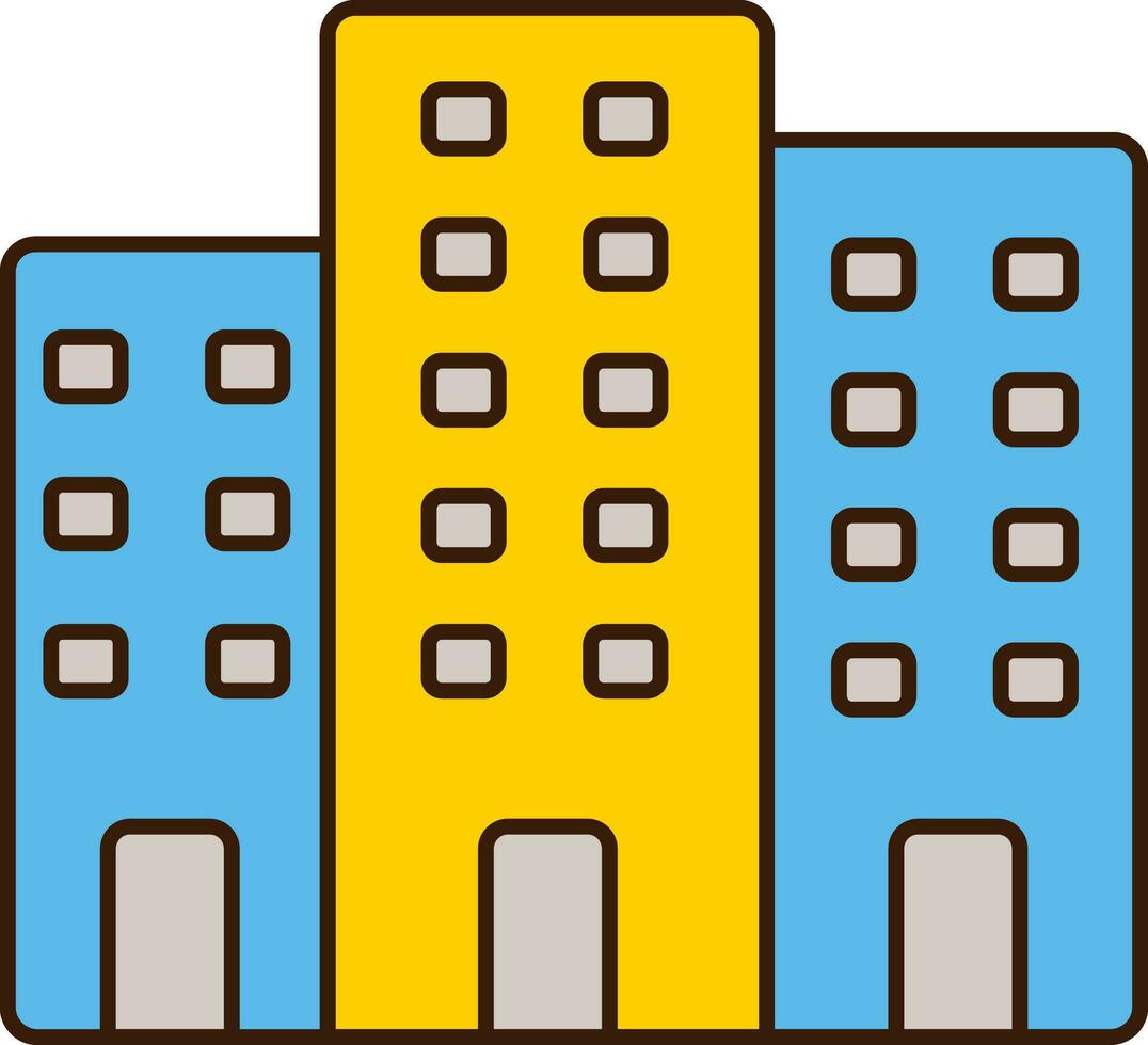 Flat Style Building Icon In Yellow And Blue Color. 24554607 Vector Art