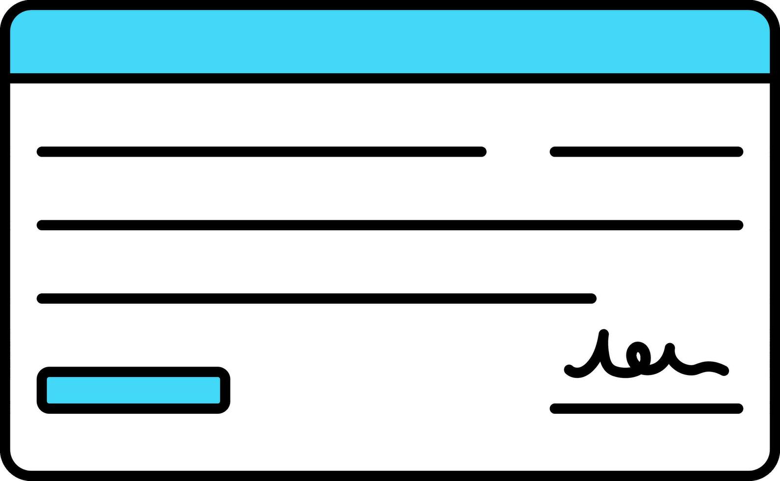 Isolated Cheque Icon In Turquoise And White Color. vector