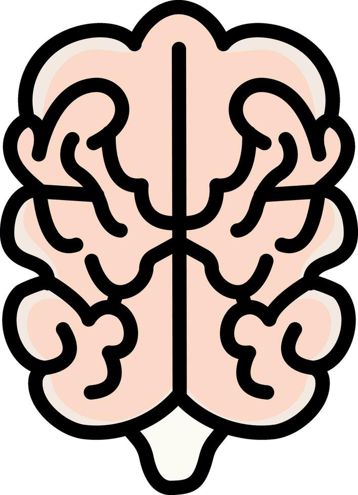 Flat Style Brainstorm Front View Icon In Peach Color. vector