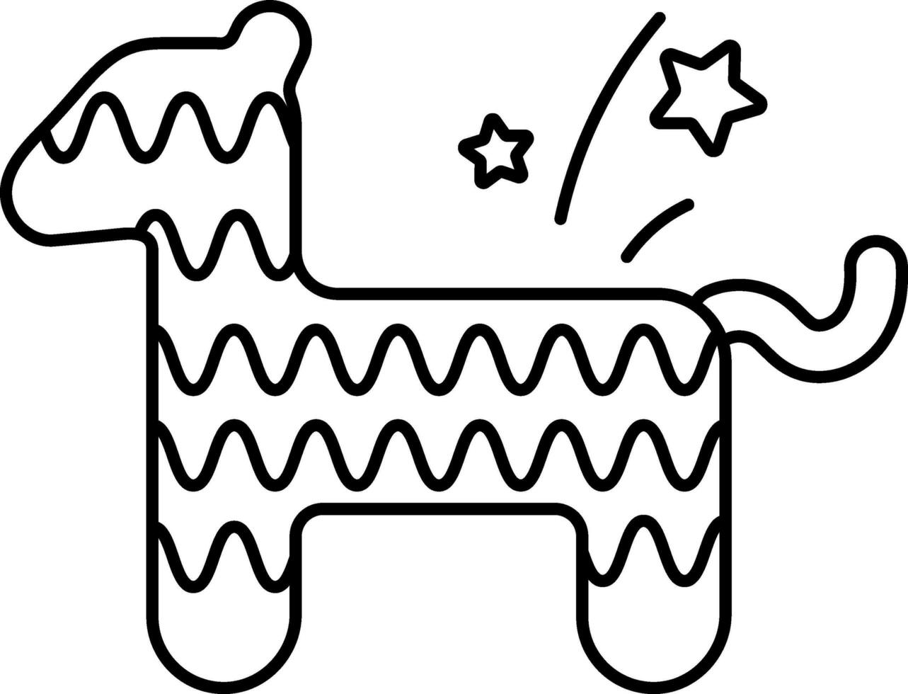 Isolated Pinata Horse Icon In Black Stroke. vector