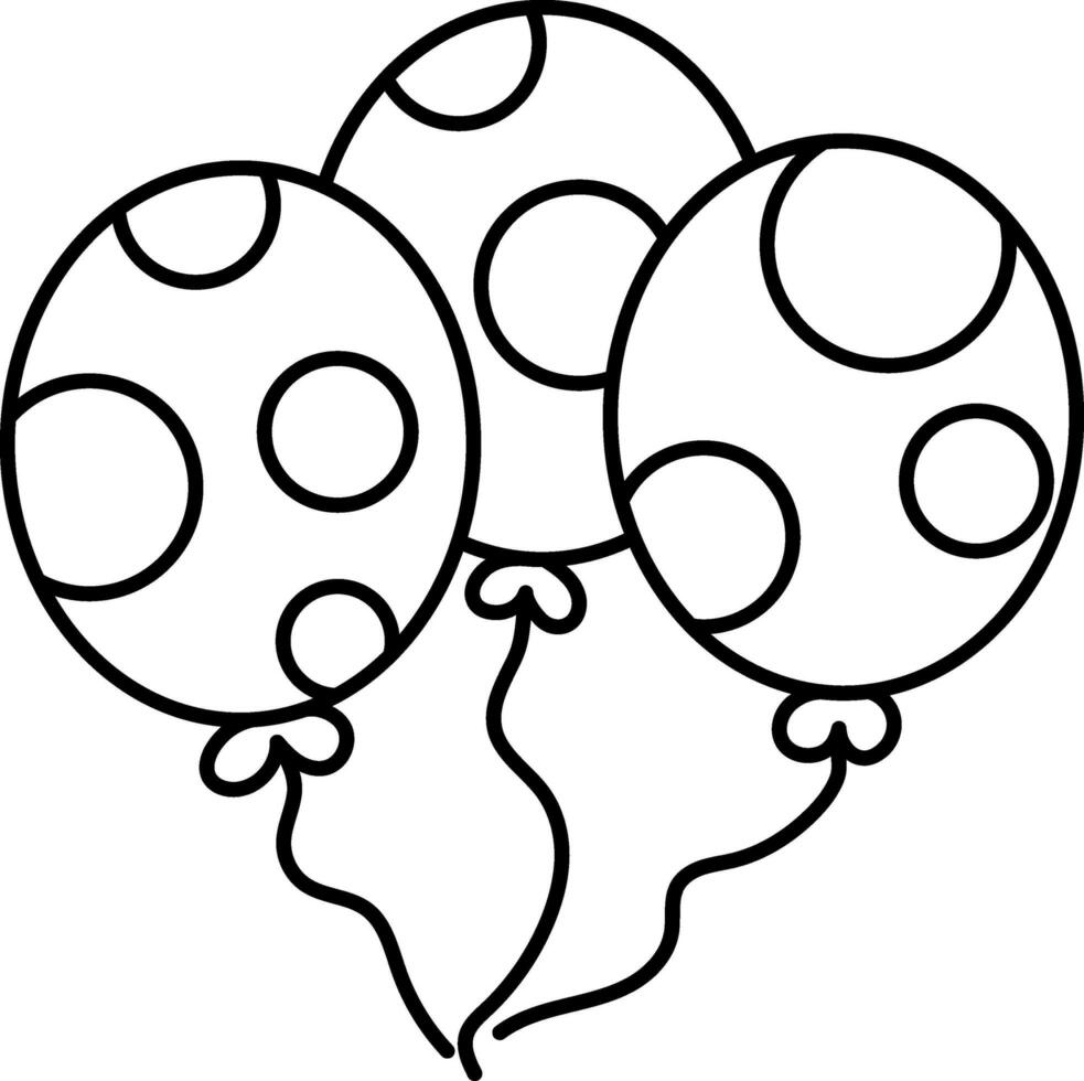 Three Balloons Bunch Icon In Black Linear Style. vector
